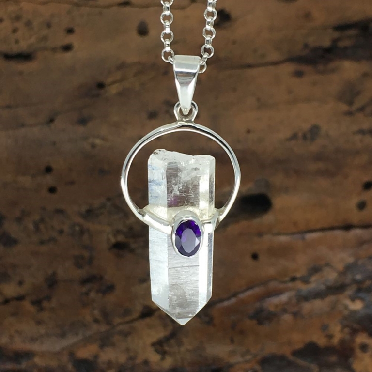 Clear quartz and amethyst necklace Clearance