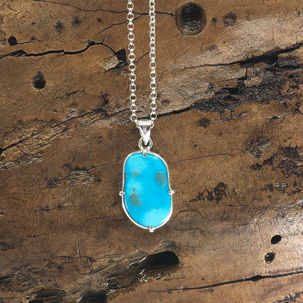 Gem Treasures 12x10mm Sleeping Beauty Turquoise & Exotic Gem Flower Pendant