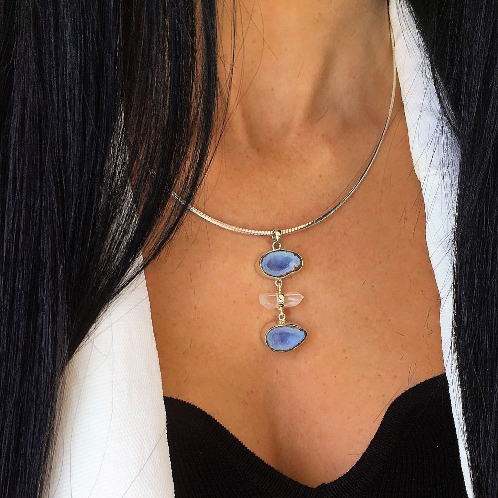 Agate Clear Quartz Pendant