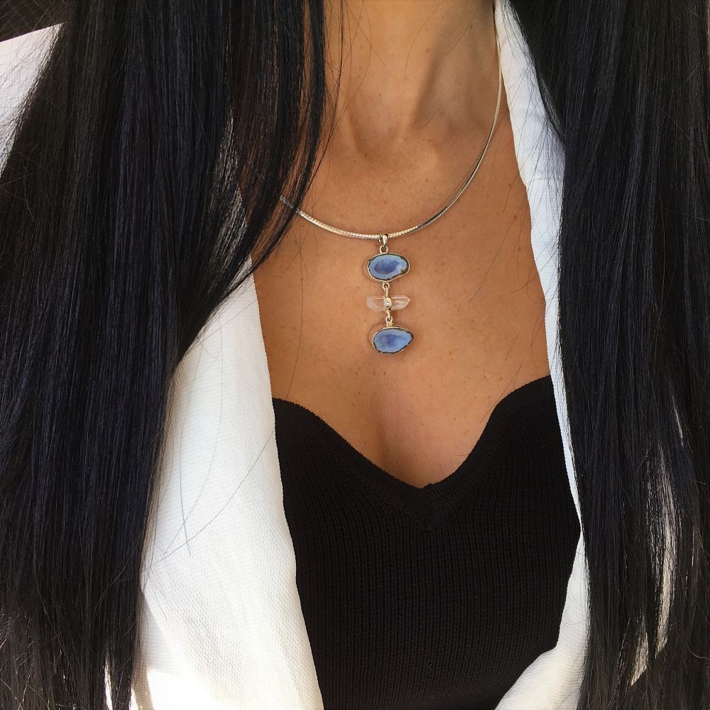 Agate Clear Quartz Pendant