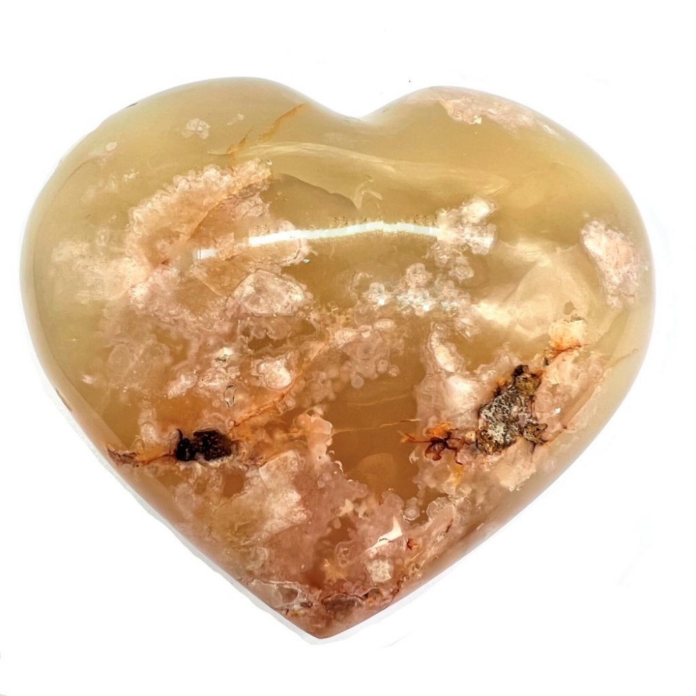 Flower Agate Heart back view