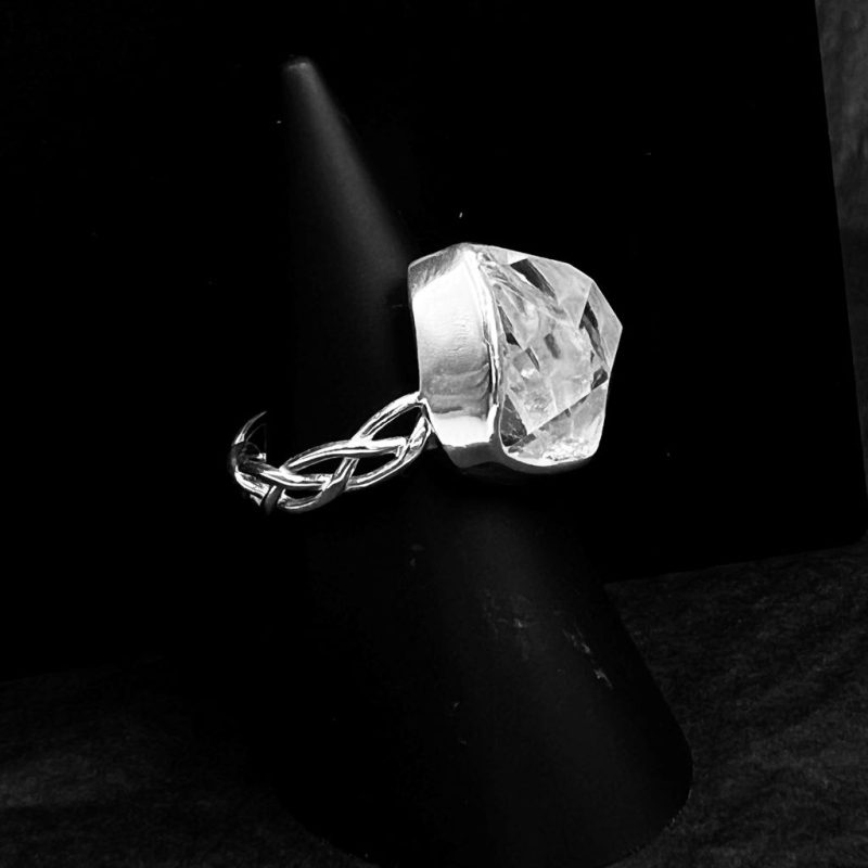 Herkimer Diamond Braided Band Ring