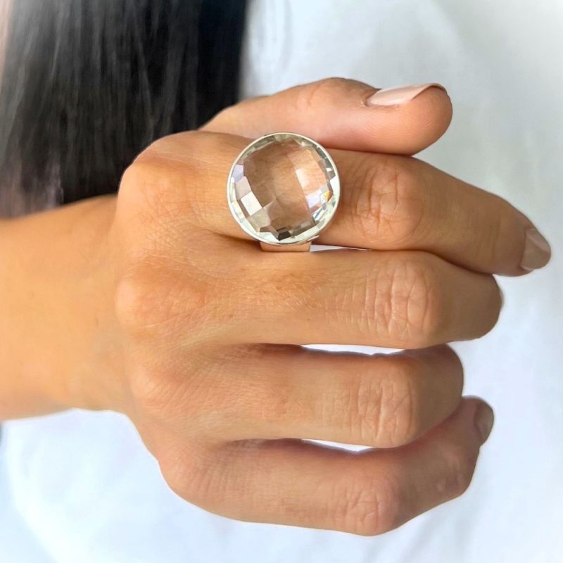 Clear Quartz Faceted Ring