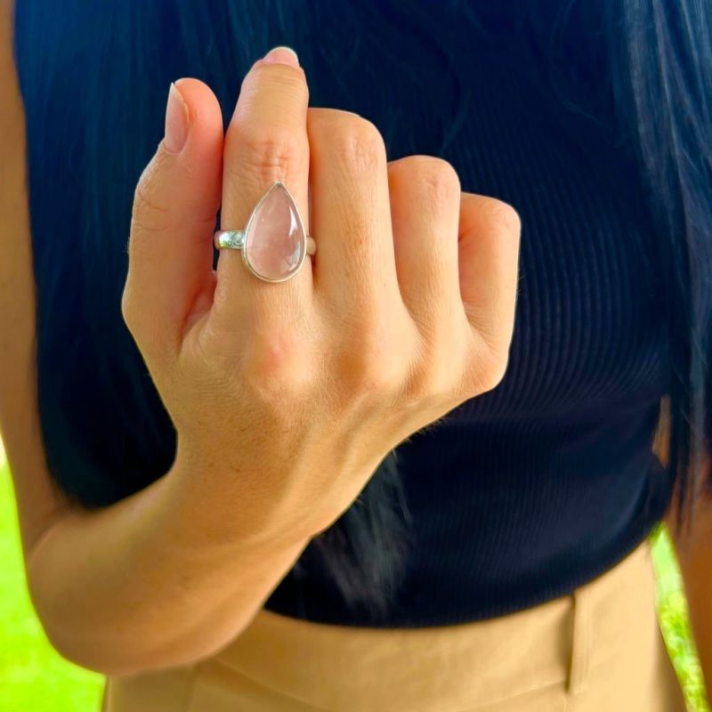 Rose Quartz Tear Drop Ring