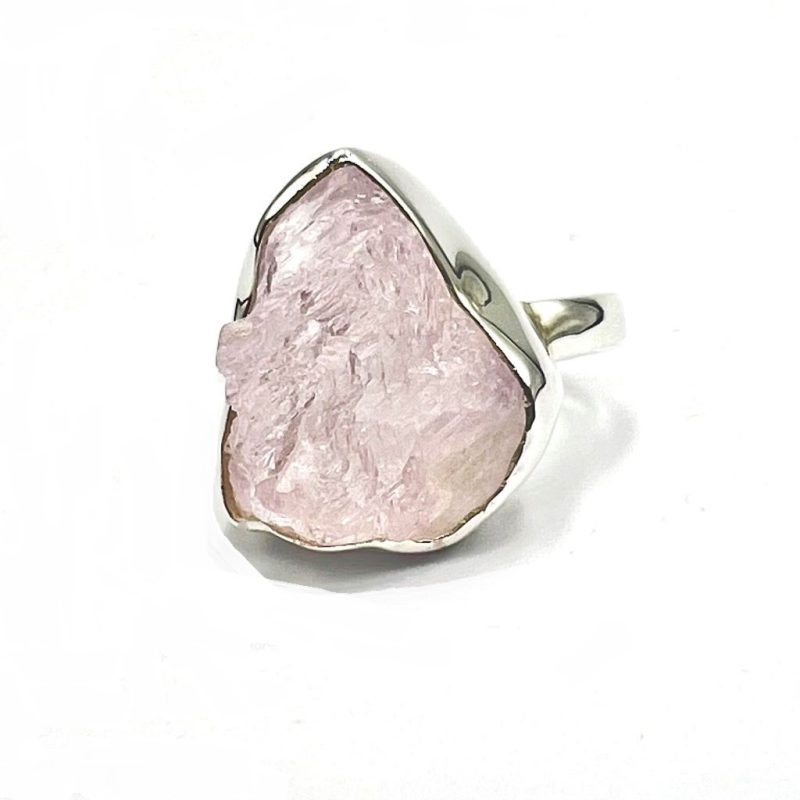 Kunzite Raw Silver Ring