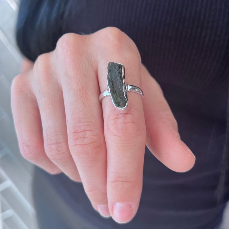 Moldavite Sterling Silver Ring