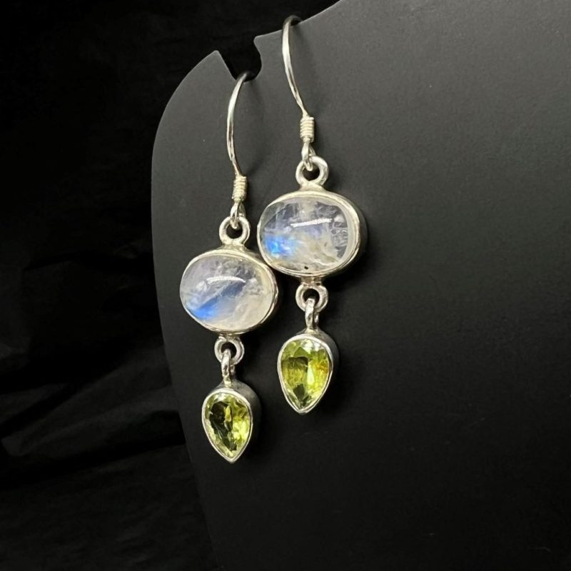 Moonstone Peridot Earrings