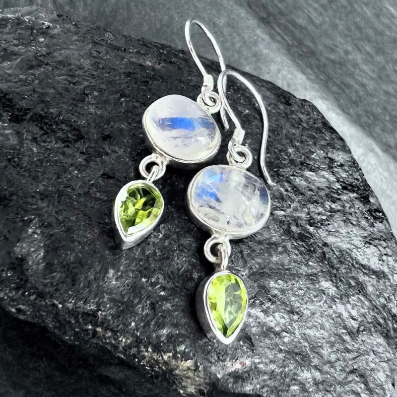 Moonstone Peridot Earrings